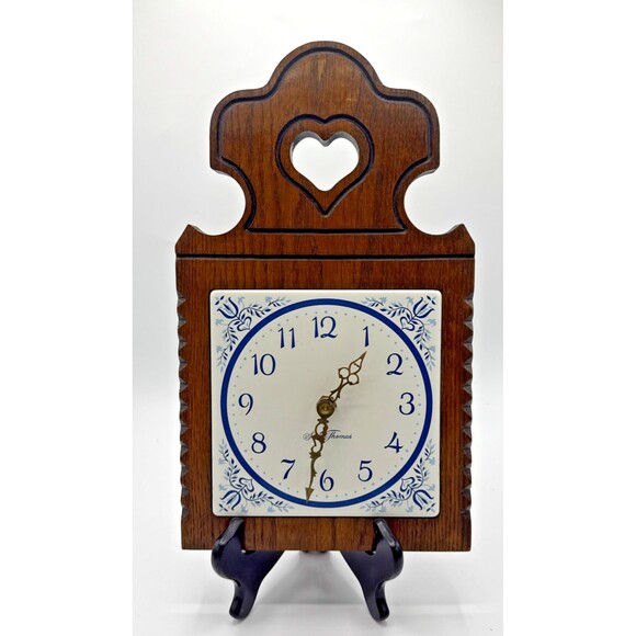 Seth Thomas Blue Hearts Garden Tile Wall Clock Made in USA TESTED WORKS 13”x8” - Picture 1 of 11